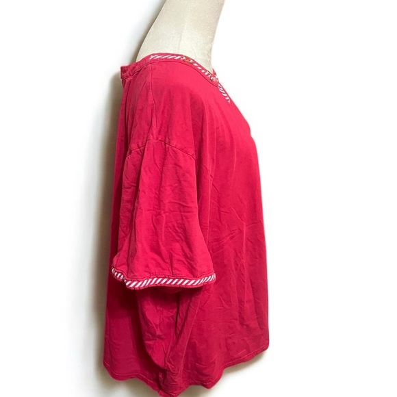 Liz & Me Red Embellished Short Sleeve Tunic - Picture 3 of 5